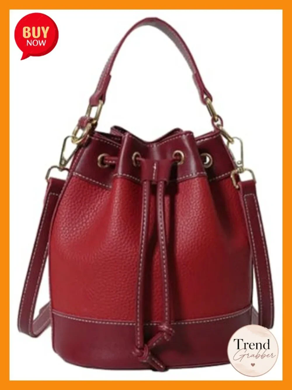 Retro Bucket Bag Drawstring Hobo Purse Adjustable Strap Lightweight Shoulder